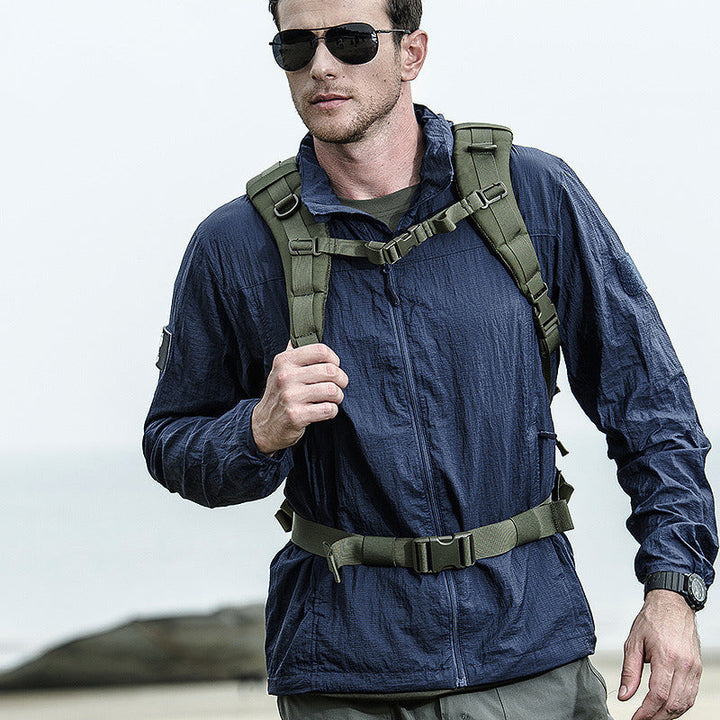 Chaqueta tecnica para hombre - UPF 50+, secado rapido, con capucha, outdoor