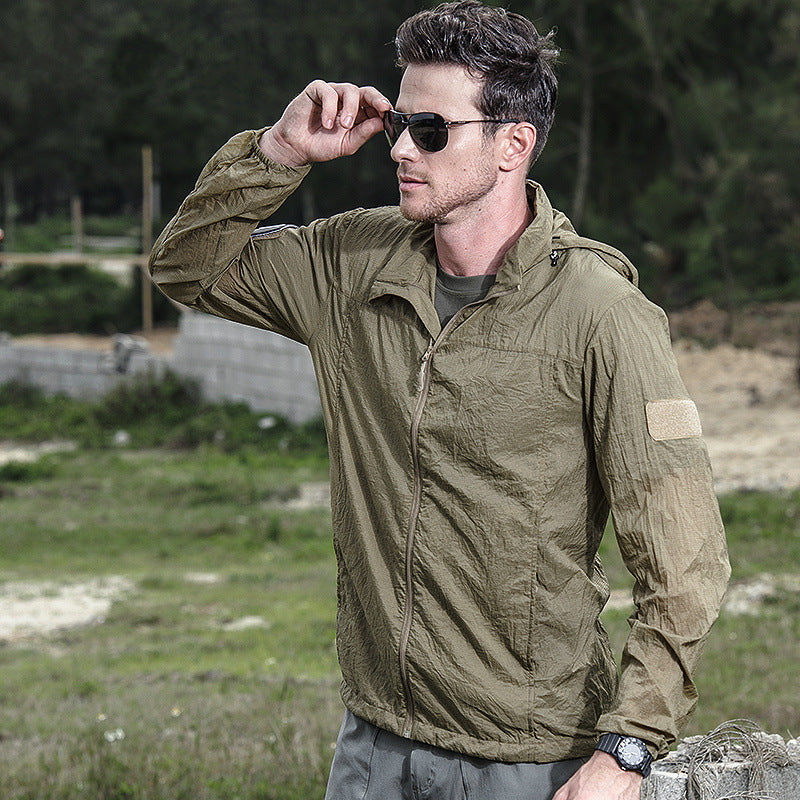 Chaqueta tecnica para hombre - UPF 50+, secado rapido, con capucha, outdoor