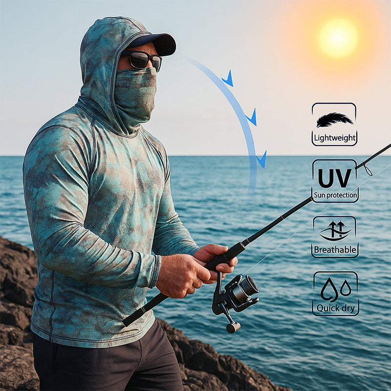 Camisa tecnica para hombre - proteccion UV, secado rapido, pesca