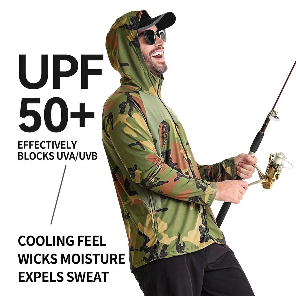 Camisa tecnica para hombre - proteccion UV, secado rapido, pesca