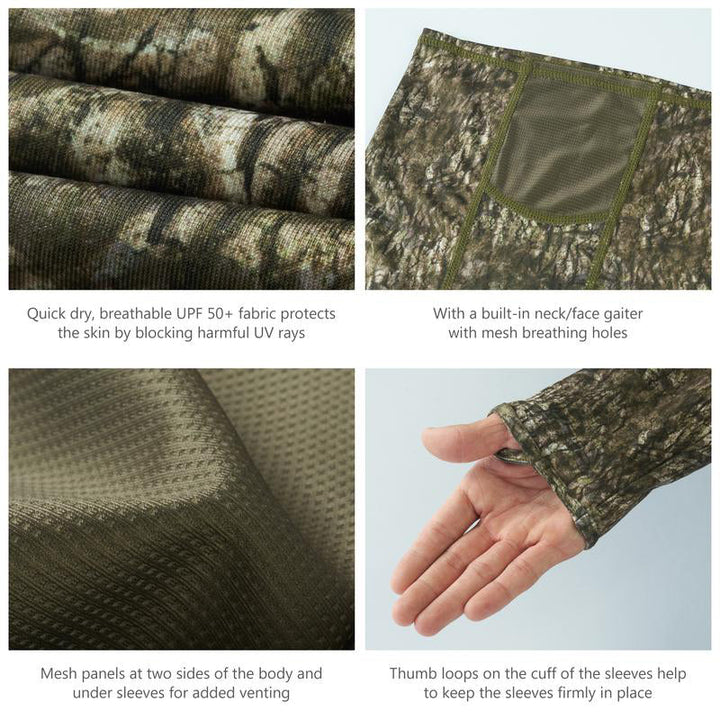 Camisa tecnica para hombre - UPF 50+, pesca, Camuflaje