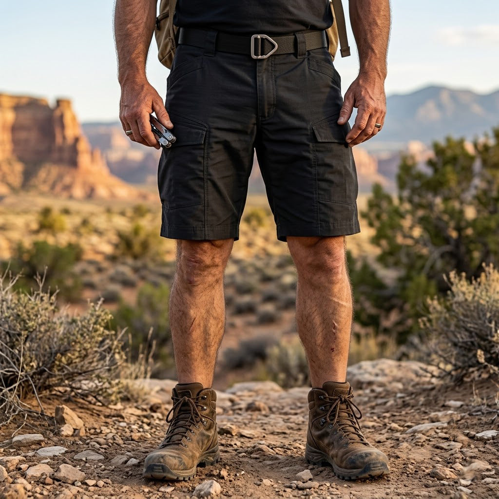 Bermuda cargo tecnica para hombre - repelente al agua, multibolsillo