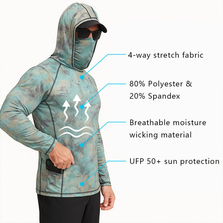 Camisa tecnica para hombre - proteccion UV, secado rapido, pesca