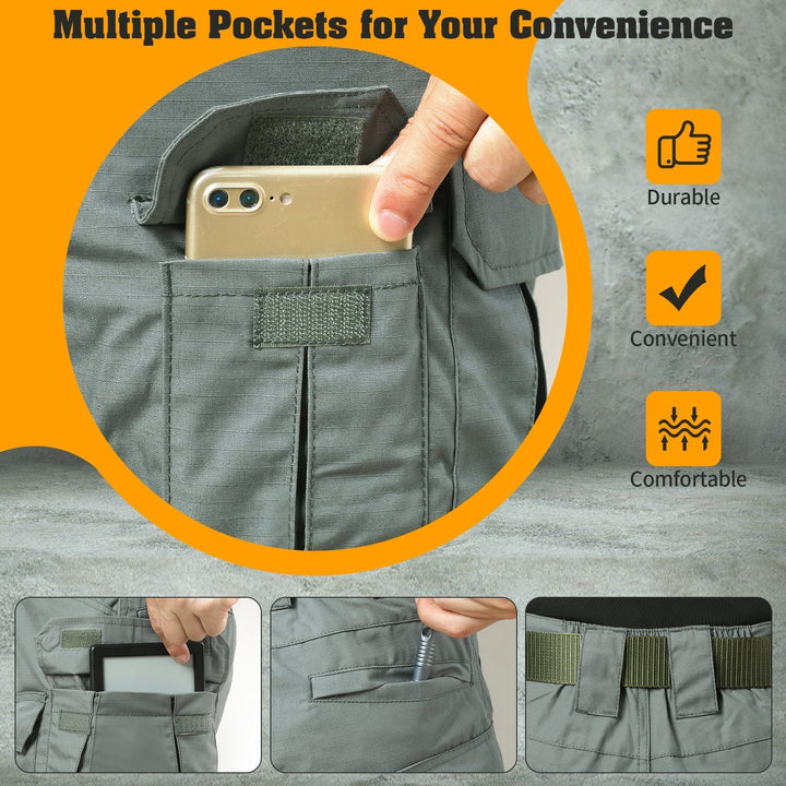 Archon Pantalon cargo tecnico para hombre - repelente al agua, outdoor, Verde