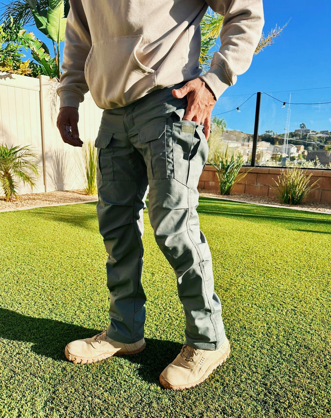 Archon Pantalon cargo tecnico para hombre - repelente al agua, outdoor, Verde