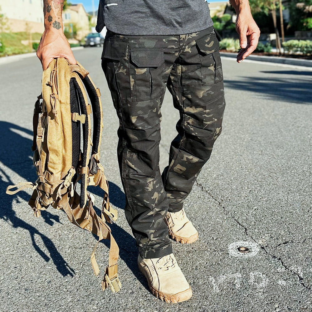 Archon Pantalon cargo tecnico para hombre - repelente al agua, outdoor, Camuflaje