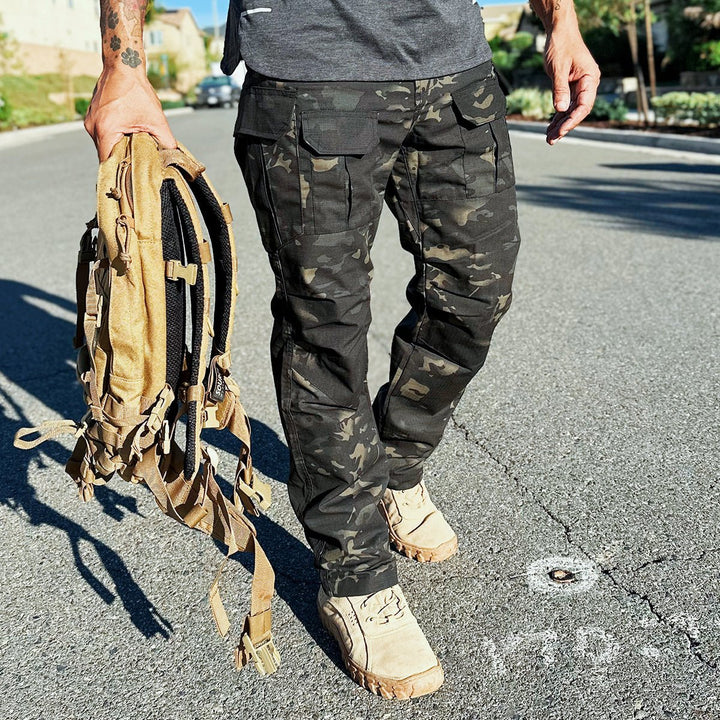 Archon Pantalon cargo tecnico para hombre - repelente al agua, outdoor, Camuflaje