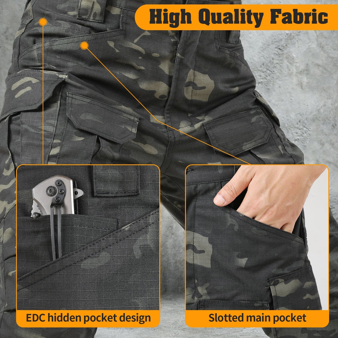 Archon Pantalon cargo tecnico para hombre - repelente al agua, outdoor, Camuflaje