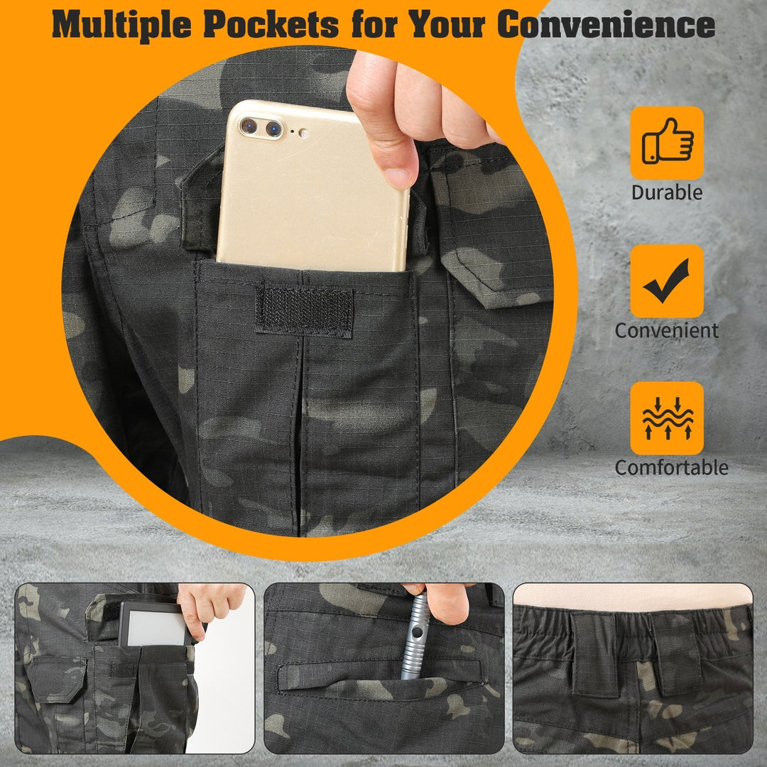 Archon Pantalon cargo tecnico para hombre - repelente al agua, outdoor, Camuflaje