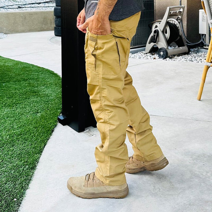 Archon Pantalon cargo tecnico para hombre - repelente al agua, outdoor, Marron