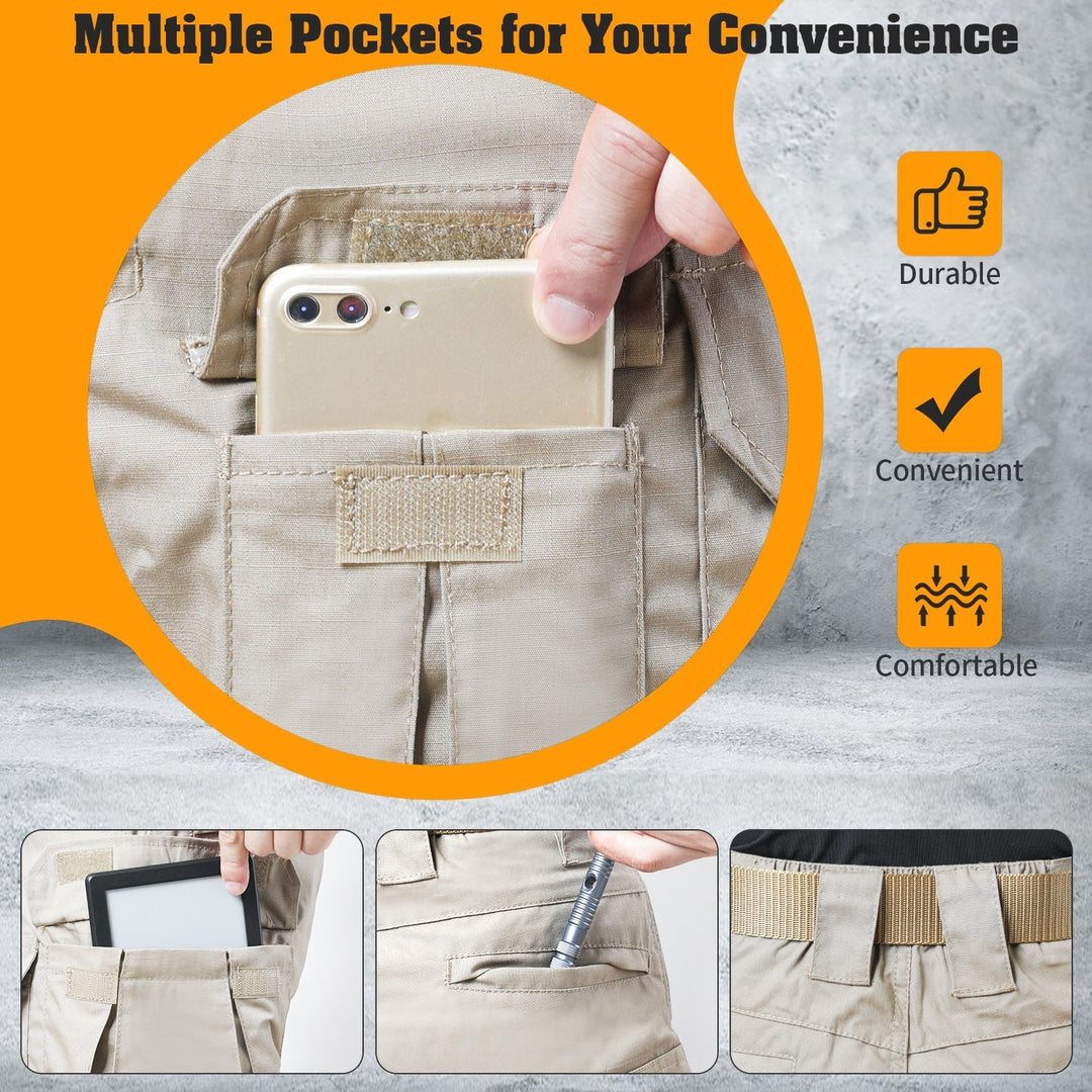 Archon Pantalon cargo tecnico para hombre - repelente al agua, outdoor, Caqui