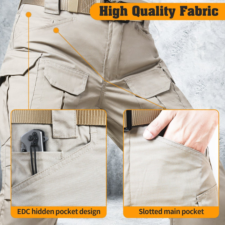 Archon Pantalon cargo tecnico para hombre - repelente al agua, outdoor, Caqui