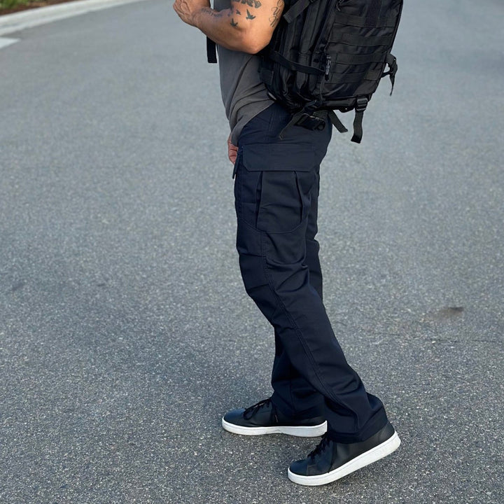 Archon Pantalon cargo tecnico para hombre - repelente al agua, outdoor, Azul marino