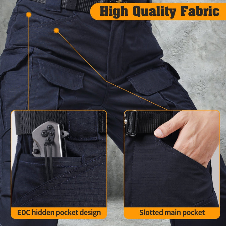 Archon Pantalon cargo tecnico para hombre - repelente al agua, outdoor, Azul marino
