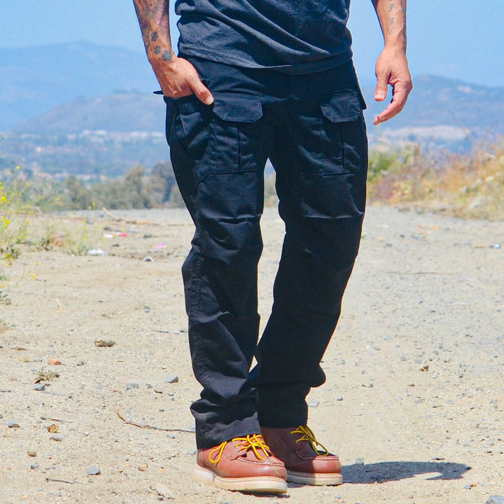 Archon Pantalon cargo tecnico para hombre - repelente al agua, outdoor, Azul marino