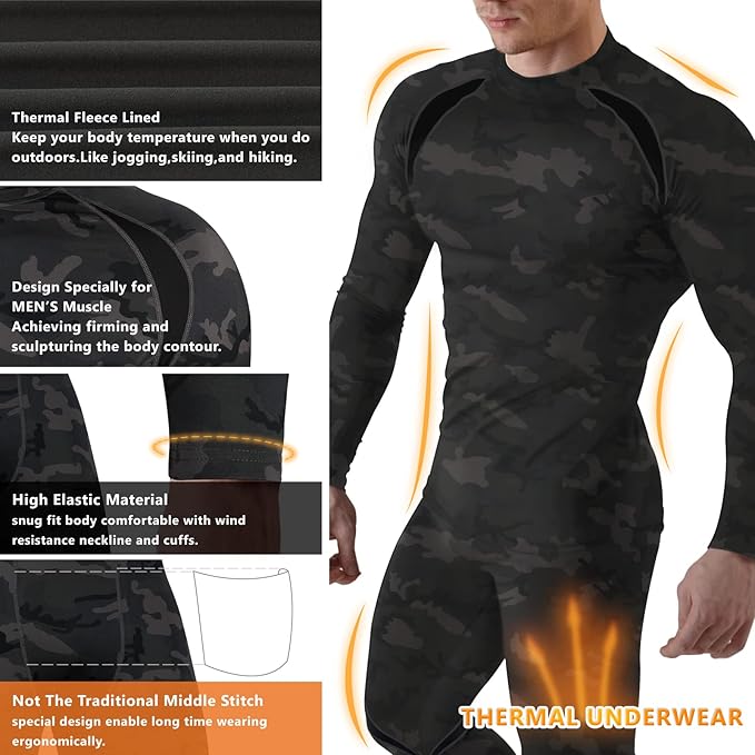 Ropa termica interior para hombre - termico, Camuflaje