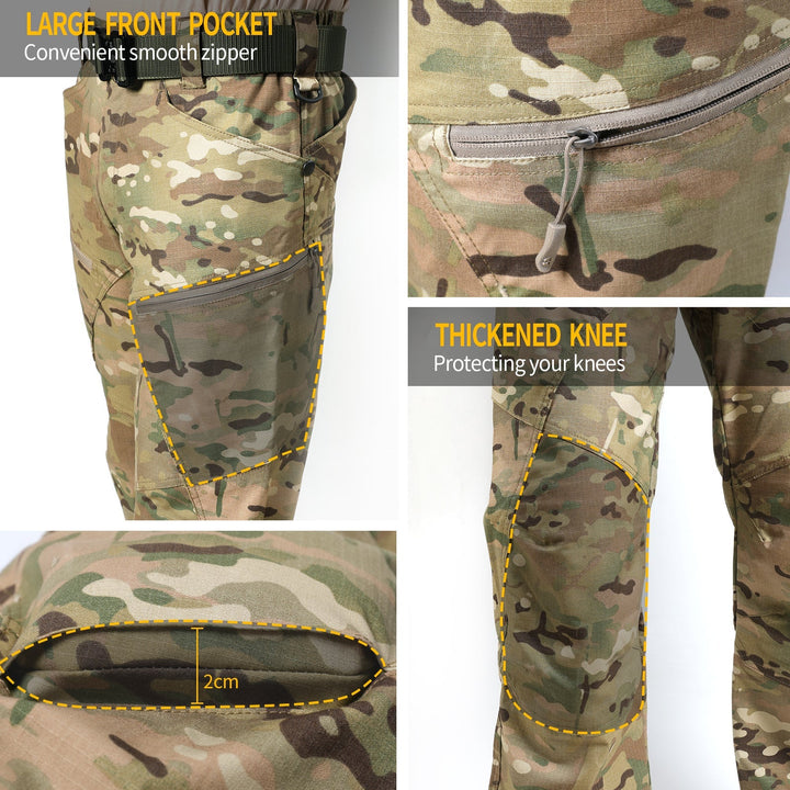 Urban Pro Pantalon cargo tecnico para hombre - elastico, Camuflaje