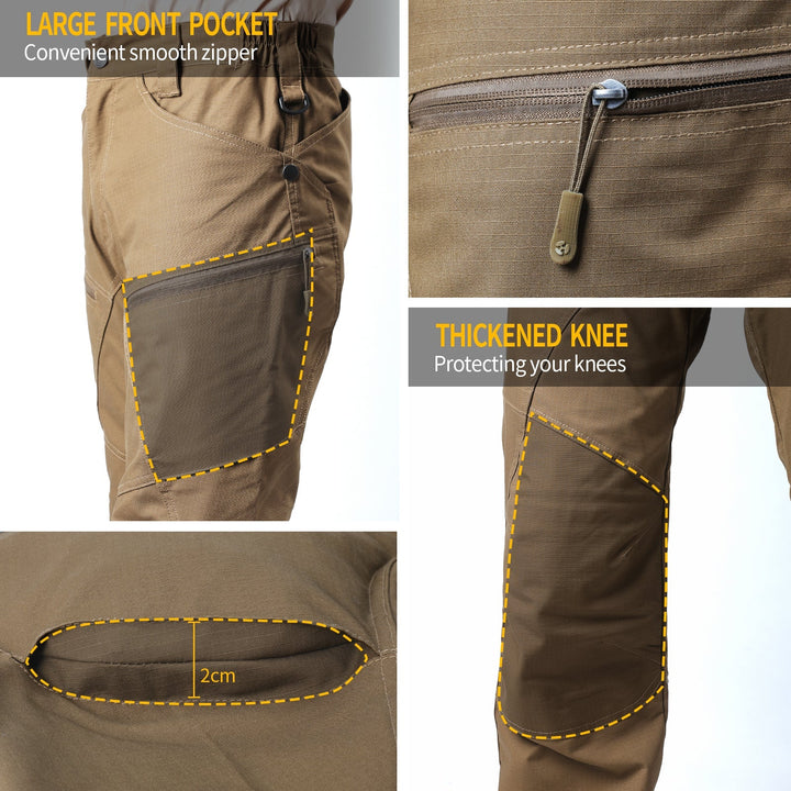 Urban Pro Pantalon cargo tecnico para hombre - elastico, Marron coyote