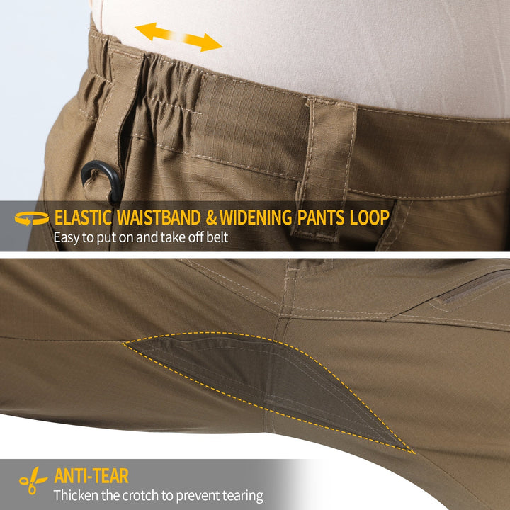 Urban Pro Pantalon cargo tecnico para hombre - elastico, Marron coyote