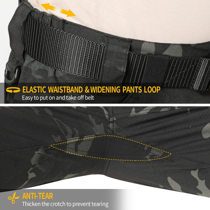 Urban Pro Pantalon cargo tecnico para hombre - elastico, Camuflaje