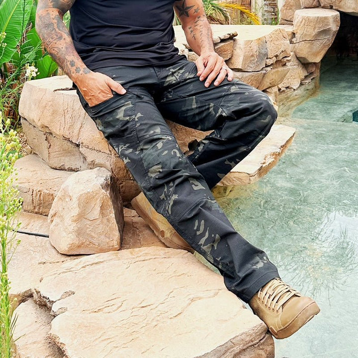Urban Pro Pantalon cargo tecnico para hombre - elastico, Camuflaje