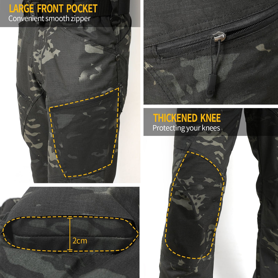 Urban Pro Pantalon cargo tecnico para hombre - elastico, Camuflaje