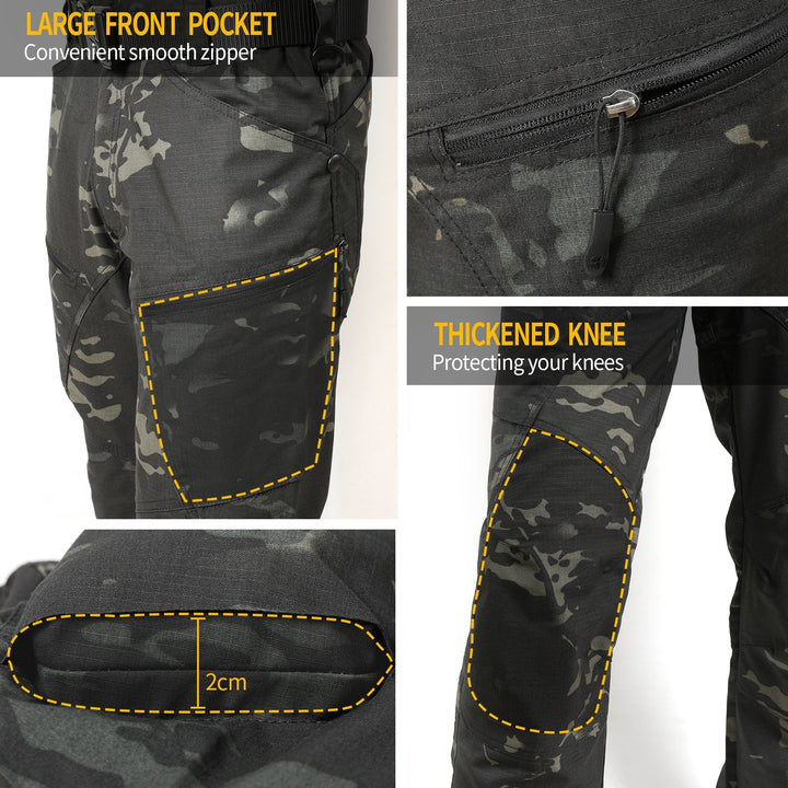 Urban Pro Pantalon cargo tecnico para hombre - elastico, Camuflaje