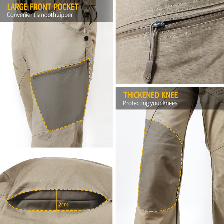 Urban Pro Pantalon cargo tecnico para hombre - elastico, Caqui