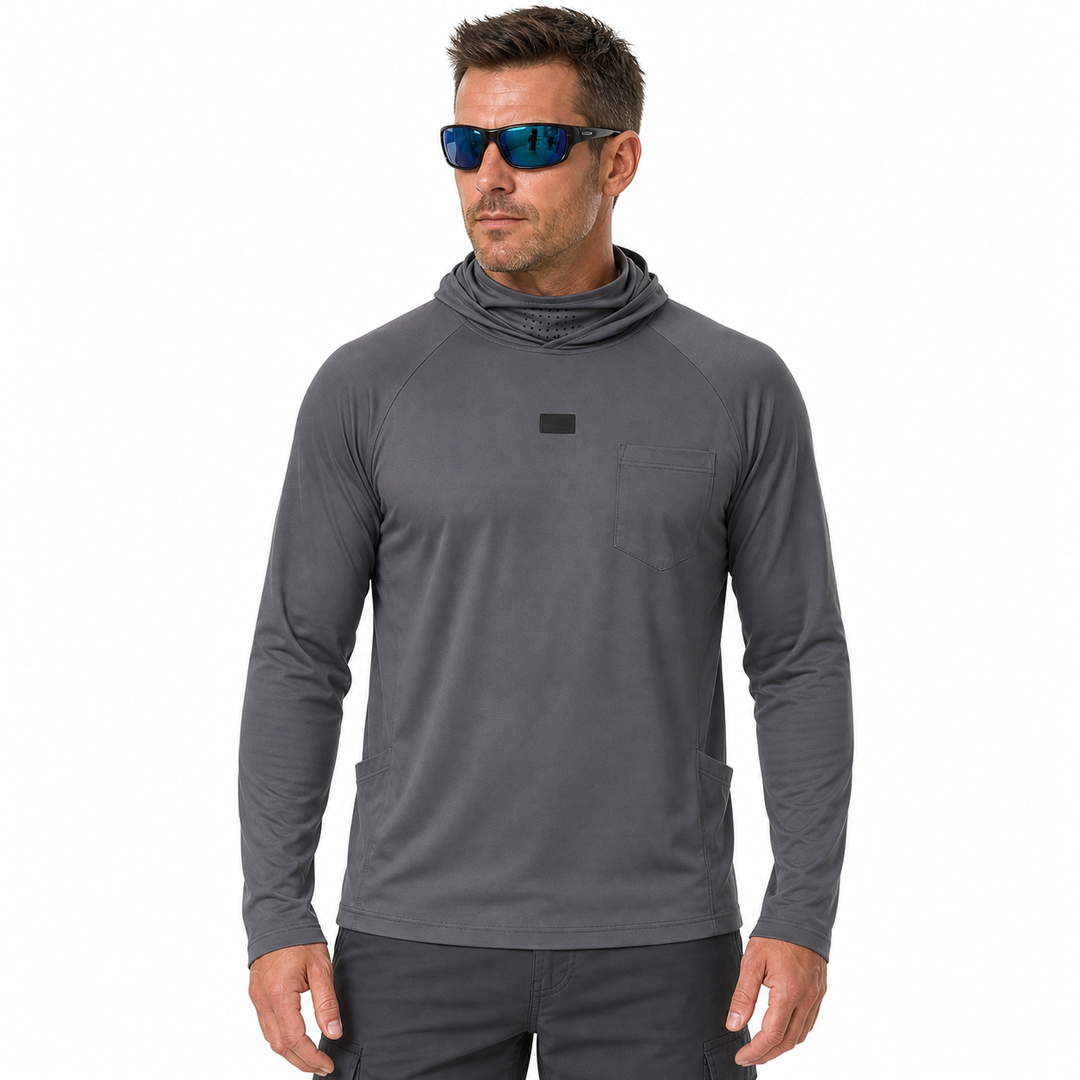 Camisa tecnica para hombre - UPF 50+, secado rapido, ligero, con capucha