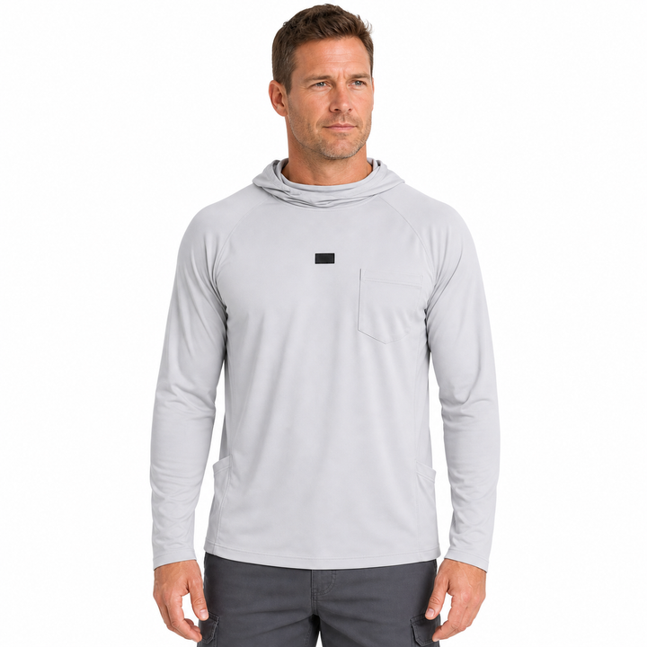 Camisa tecnica para hombre - UPF 50+, secado rapido, ligero, con capucha