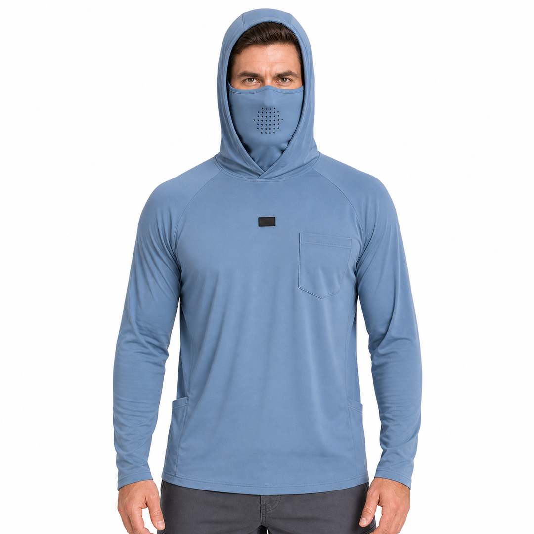 Camisa tecnica para hombre - UPF 50+, secado rapido, ligero, con capucha