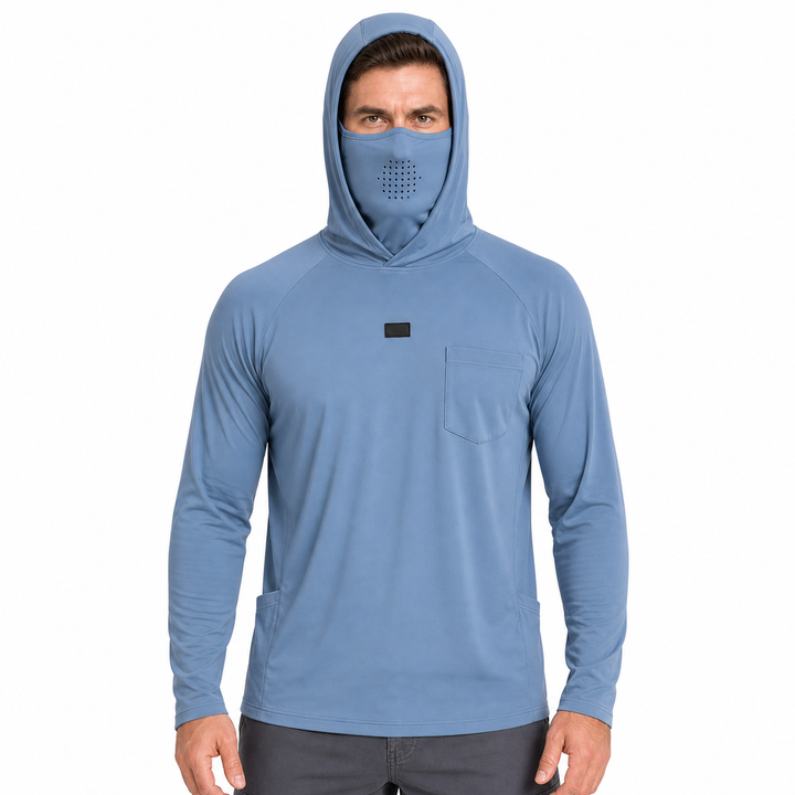 Camisa tecnica para hombre - UPF 50+, secado rapido, ligero, con capucha
